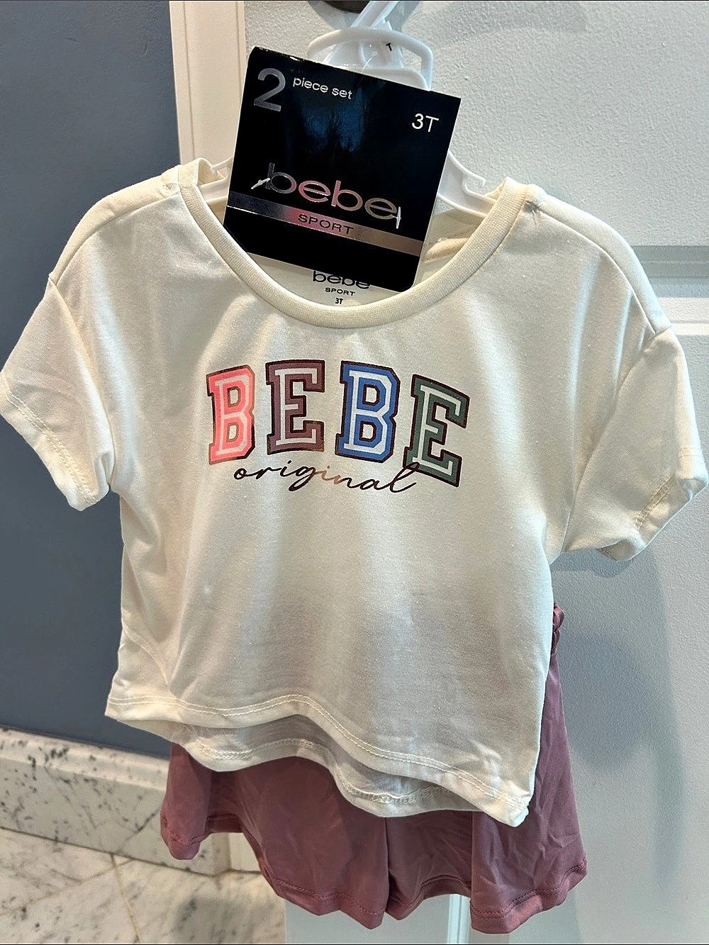 Bebe Girls 3T White & Pink 2-Piece Set NWT